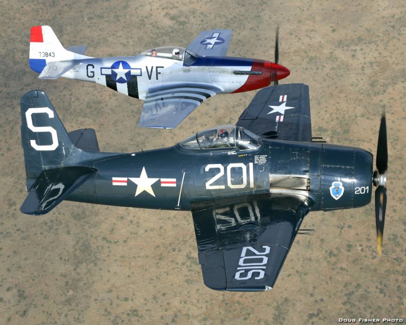 F8F Bearcat and P51 Mustang