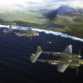 P_38s Flying over the Aleutians, 1944