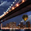 Hot Air Balloon Behind Bridge