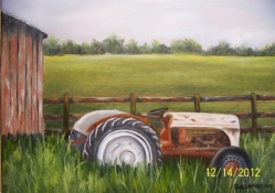 Old Ford Tractor in a painting