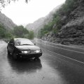 Saturn S_series in a Rainy Canyon _ B&W