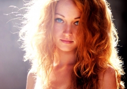 redhead beauty with blue eyes