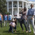 Barack Obama And wife Michelle during the Search for Easter Eggs