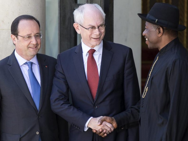 French President Francois Hollande, European President Herman Van Rompuy and Nigerian President Jonathan Goodluck 01