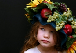 girl inn fruits hat
