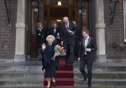 Princess Beatrix leaving City Hall Baarn
