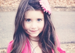 Children girl hair brunette face eyes smile