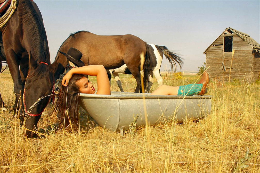 Bathing Cowgirl