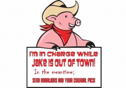 Cowboy Pig Holding A Sign
