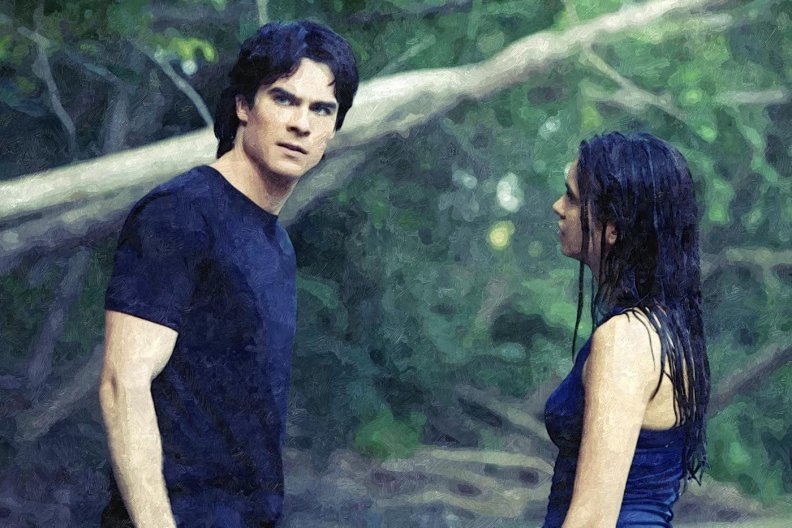 Painting ~ Damon and Elena (oil)