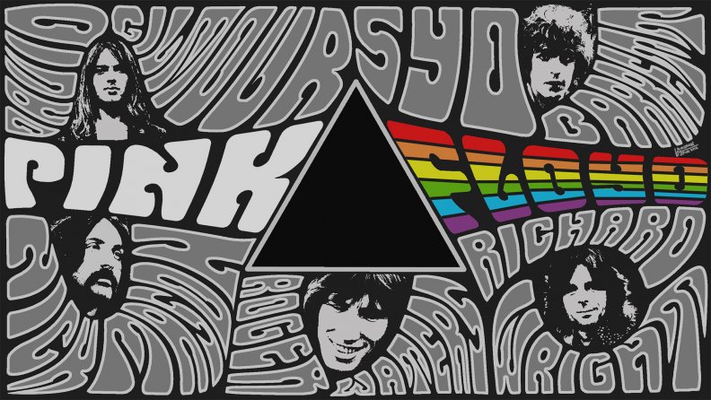 Pink Floyd Collage: Syd Barret, Roger Waters, David Gilmour, Steve Right &amp; drummer Nick Mason.