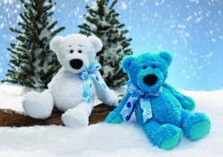 'Holiday Teddy Bears in Winter'