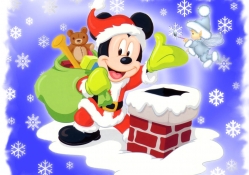 Mickey Mouse giving gifts