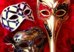 Masks on Red Velvet
