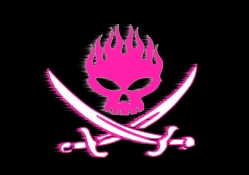 Offspring Skull Pirate Flag in Pink