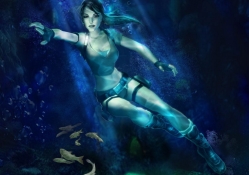 lara croft underwater
