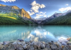 Beautiful Blue Lake Between Mountains