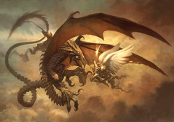 Archangel Fighting Dragon