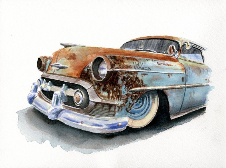 Rusty Chevy Watercolor