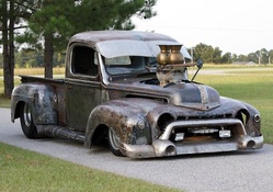 Bare Metal 1947 Pickup, Rat Truck