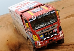 MAN TRUCK DRIVING AT THE RALLY DACAR