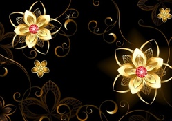 Gold Flowers Abstract