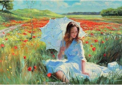 Girl Sitting in the Field