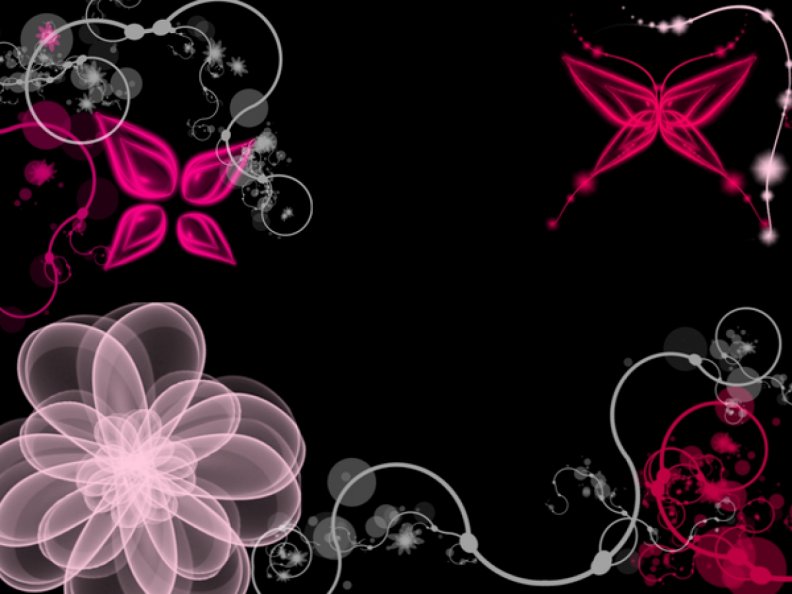 Pink Flower and Butterfly Abstract