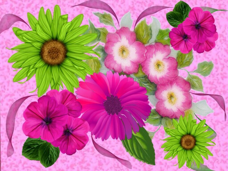 Big Pink And Green Flower Display