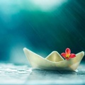 Little boat and summer rain