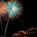 wonderful fireworks over a bridge