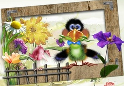 FUNNY BIRD WITH FLOWER