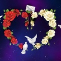 Roses Heart & Doves