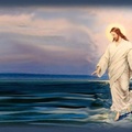 Christ walking over the sea