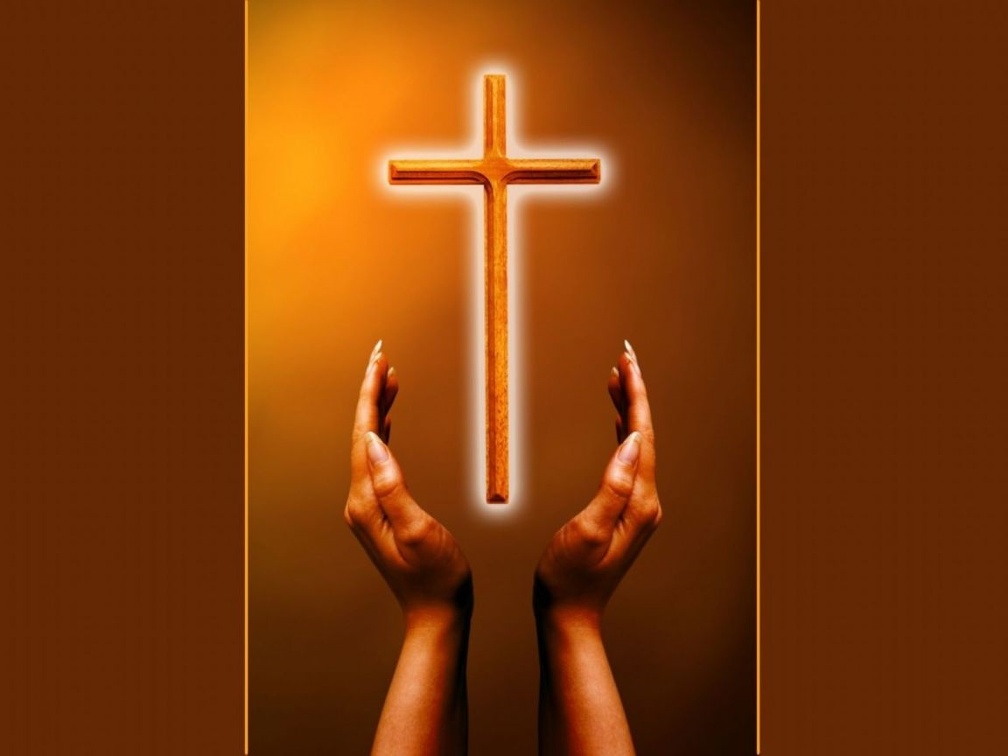 The cross and open hands