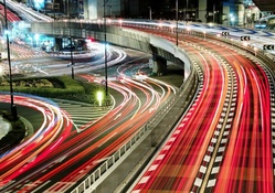 light on city highways in long exposure