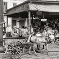 vintage french market in black and white