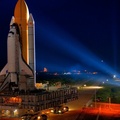 the shuttle discovery moving to launch pad