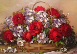 Beautiful Flowers in a basket