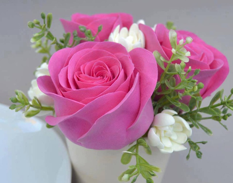 Vase with Pink Roses