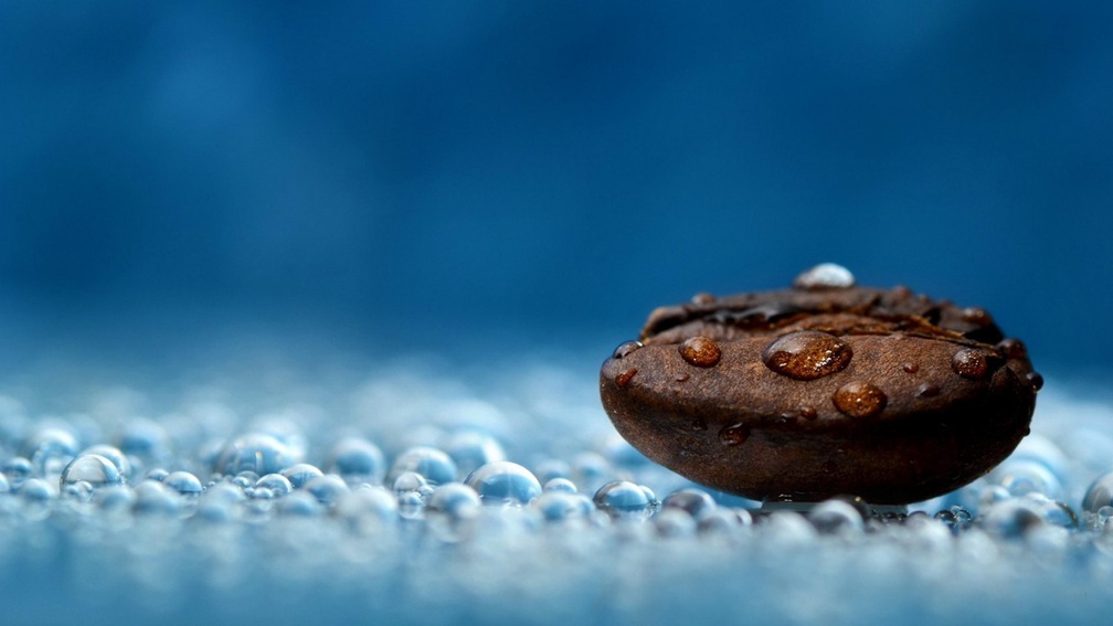 Water droplets grains Close Up Macro of coffee