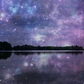 sky full of stars reflected in a lake