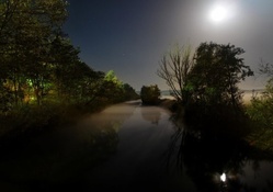 beautiful moon light over a canal