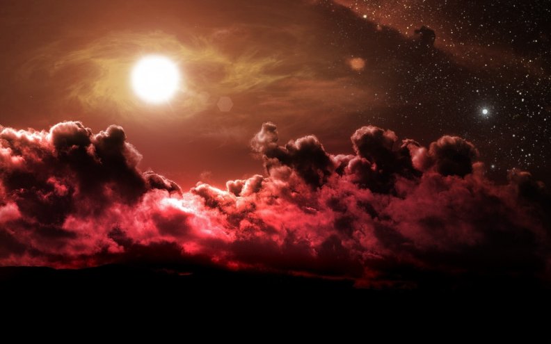 moon over red clouds