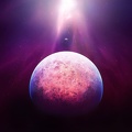 A Planet, Sunlight & Stars in Purple Space