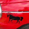 Black horse red car