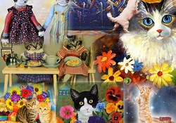 Wintage collage cats