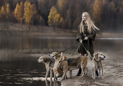 *** Girl with dogs ***