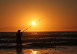 Ocean Fishing at Sunset