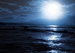 Shining Moon over Ocean